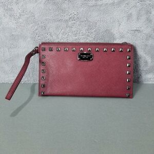 Michael Kors bag Purse Studded Wristlet, Deep Cherry Red Color,